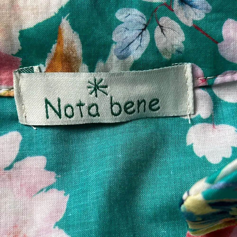Nota Bene Italy Made Floral Tunic Shirtdress OSFM M/L Resort Coastal Luxe Cotton - Picture 11 of 16